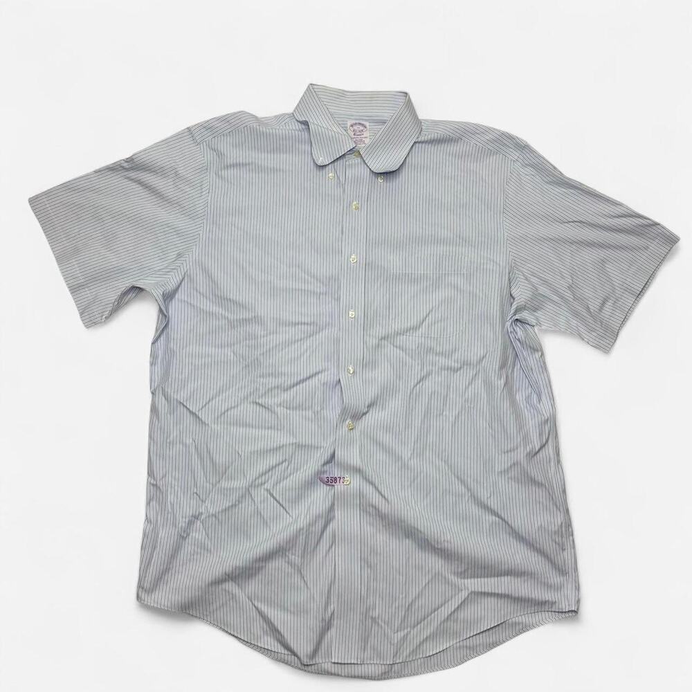 Brooks Brothers 1818 classic short sleeve striped button shirt men’s 17 XL